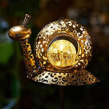 Garden Decor Solar Lights Metal Snail Outdoor LED Stakes for Pathway, Patio, Lawn, Yard, Lawn Ornament(Bronze) - Glow-Paradise