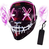 Depointer Halloween Scary Mask Cosplay Led Costume Mask EL Wire Light up Halloween Festival Party, Pink/White - Glow-Paradise