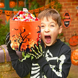 BEMISO Halloween Trick or Treat Bags With LED light Halloween Candy Basket Tote Bags Multipurpose Reusable Goody Bucket for Kids Halloween Party Favors (Orange) - Glow-Paradise