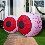 Joiedomi 3ft Inflatable Large Set of Eyes, Halloween Inflatable Light Up Eyeball with Build-in LEDs, Blow Up Inflatable for Halloween Party Indoor, Outdoor, Yard, Garden, Lawn Decorations (Red) - Glow-Paradise