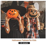 Temporary Tattoos for Kids - 200 Styles Waterproof Mixed Style Halloween Cartoon Fake Tattoo, Glow in The Dark Spider Bat Witch Pumpkin Ghost Tattoo, Boys Girls Party Supplies Favor (20Sheets) - Glow-Paradise