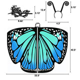 Butterfly Wings for Kids Butterfly Shawl Fairy Girl Cape Nymph Pixie Costume Halloween Accessory Children Size (Sky Blue c) - Glow-Paradise
