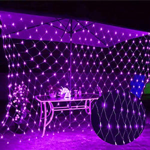 Funpeny Halloween 360 LED Net Lights, 12ft x 5ft 8 Modes Waterproof Connectable Halloween Decorations for Outdoor Garden Party Decor (Purple) - Glow-Paradise