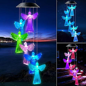 ShangTianFeng Outdoor Décor Decorative Mobiles Angel Solar Chimes Outdoor Gardening Gifts for mom Unique Birthday Gifts for Women who has Everything Gifts for Girlfriend Gifts for Wife for Wife. - Glow-Paradise