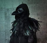 JEGERMIG Adult Dark Cloak Halloween Role Play Knight Cape Feather Cape Black - Glow-Paradise