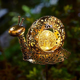 Garden Decor Solar Lights Metal Snail Outdoor LED Stakes for Pathway, Patio, Lawn, Yard, Lawn Ornament(Bronze) - Glow-Paradise