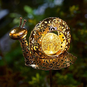 Garden Decor Solar Lights Metal Snail Outdoor LED Stakes for Pathway, Patio, Lawn, Yard, Lawn Ornament(Bronze) - Glow-Paradise