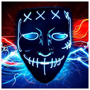 JUEYINGBAILI Scary Purge Costume Mask- Light Up Led Cosplay Creepy Masks- Cosplay Costumes- Purge Masks- Costume Masks - Glow-Paradise