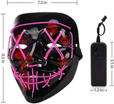 Depointer Halloween Scary Mask Cosplay Led Costume Mask EL Wire Light up Halloween Festival Party(Pink) - Glow-Paradise