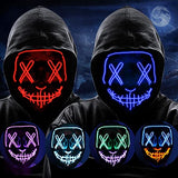 2 Packs Led Light Up Halloween Cosplay Face Mask, Glow Purge Neon Adults Scary Masked Women & Men Masquerade Party Costumes Accessories Blue & Red - Glow-Paradise