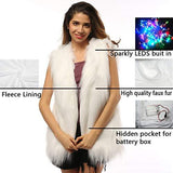 Women Faux Fur Outwear Winter Light Up Burning Glow Fluffy Sparking Rainbow LED Costume Waistcoat - Glow-Paradise