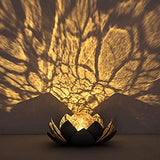 Huaxu Solar Lights Outdoor Garden Decor , Amber Crackle Globe Glass Lotus Decoration,Waterproof Gray Metal Flower Light for Patio,Lawn,Walkway,Tabletop,Ground - Glow-Paradise