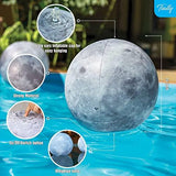 TIALLY Full Moon Floating Pool Lights Solar Powered - 14" Inflatable Solar Pool Lights That Float - Waterproof Light up Pool Floats for Pool Party Decorations - Pool Gifts for Pool Owners (2 Pack) - Glow-Paradise