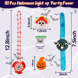 80 Pcs LED Halloween Party Favors for Kids Adults, Glow in the Dark Halloween Party Supplies Halloween Treats Goodies Bag 50 Flash Rings 6 Light up Spin Necklaces 6 Bracelets 6 Hair Lights 12 Brooches - Glow-Paradise