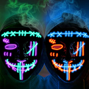 2PACK Halloween Purge Masks Halloween Scary Mask Led Light Up Masks for Festival Cosplay. - Glow-Paradise