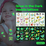 Luminous Temporary Tattoos for Kids, 224pcs Mixed Style Patterns Fake Funny Cute Waterproof Cartoon Tattoo with Mermaid, Pirate, Insect, Traffic Car for Kids Boys Girls Party Supplies Favor (20 Sheets) - Glow-Paradise