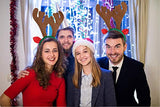 12 pcs - Christmas Reindeer Antlers Headband Deer for Holiday Kid's Party Favors - Glow-Paradise