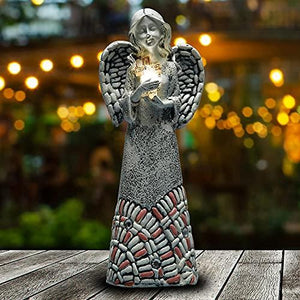 Yiosax Garden Angel Statues Outdoor Decor - Moonrays Solar Angel Figurines Lights Angel Décor for Home，Patio, Yard Art, Memorial & Blessing Gifts,Garden Gifts for Grandma（10.24inch） - Glow-Paradise
