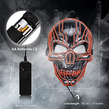 ILEBYGO LED Halloween Light Up Mask Purge Mask Scary Mask with EL Wire 3 Flashing-Modes for Halloween Festival, Party, Cos Play (Red) - Glow-Paradise