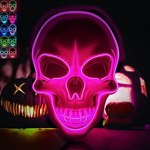 Halloween Scary Mask light Up Face Mask for Halloween Festival Party with 3 Flash Modes Pink Led Masks for Adults - Glow-Paradise
