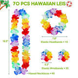 70 Counts Hawaiian Leis Bulk Luau Party Decorations Hawaiian Tropical Party Favors Lei for Adults Kids Hawaii Silk Flower Leis Necklaces Headbands Wristbands Hawaiian Luau Party Supplies Floral Leis - Glow-Paradise