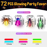 ShyLizard Glow Critters for Halloween Party Favor, Glow in The Dark Party Favors, Trick or Treat Toys for Kids, School Classroom Game Rewards with 24PCS Glow Critters and 48PCS Mini Glow Sticks - Glow-Paradise