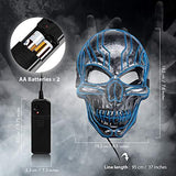 ILEBYGO LED Scary Mask Halloween Light Up Mask Purge Mask with EL Wire 3 Flashing-Modes for Halloween Festival, Party, Cos Play (Blue) - Glow-Paradise