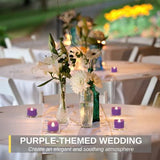 Homemory Battery Operated LED Tea Lights, Pack of 24, Flameless Votive Tealights with Flickering Bulb Light, Small Electric Fake Tea Candle Realistic for Wedding, Table, Gift, Outdoor (Purple) - Glow-Paradise