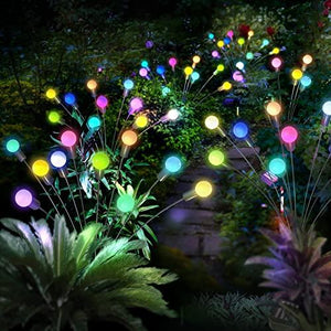 FRSTONA Solar Garden Lights Outdoor Yard Decorations 10 LED Light Bulbs Sway by Wind Waterproof Landscape Lights for Patios Paths Lawns Flower Backyards 7Color Changing (2 Pack) - Glow-Paradise