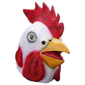Molezu Rooster Mask,Halloween Novelty Costume Party Latex Animal head Mask Chicken Cock Cosplay Props,White (A) (C) - Glow-Paradise