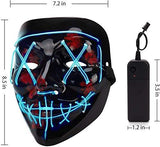 Depointer Halloween Scary Mask Cosplay Led Costume Mask EL Wire Light up Halloween Festival Party(Blue) - Glow-Paradise