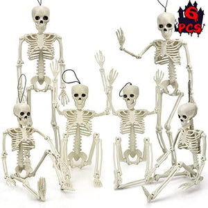 TOY Life 6 Pcs Halloween Hanging Skeleton Decoration - 16” Posable Skeleton Halloween Decoration - Skeleton Decor - Halloween Decorations Outdoor Indoor - Halloween Party Decoration - Plastic Skeleton - Glow-Paradise