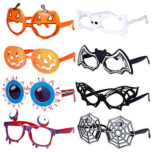 Aneco 8 Pieces Halloween Eyeglasses Novelty Halloween Party Favors Funny Halloween Party Eyeglasses Frame Halloween Toy Glasses Cosplay Props for Halloween, Party (8 styles) - Glow-Paradise