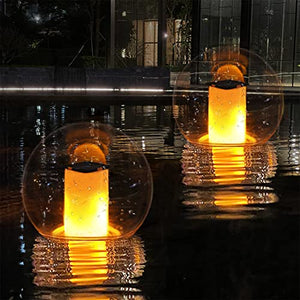 Floating Pool Lights, Solar Flame Lights Flickering IP68 Waterproof Ball Night Lights, Outdoor Lantern Landscape Decoration Lamp for Pool, Pond, Event, Party, Garden(2pcs) - Glow-Paradise