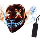 Depointer Halloween Scary Mask Cosplay Led Costume Mask EL Wire Light up Halloween Festival Party,Orange/Blue - Glow-Paradise