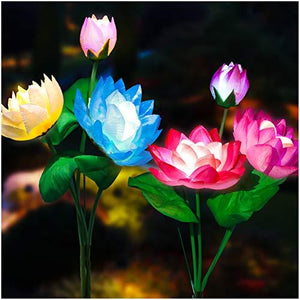 TONULAX Solar Garden Lights, 2022 Upgraded Solar Lotus Flower Lights, Solar Lights Outdoor for Garden, Patio, Yard Decoration, 7 Color Changing Solar Decorative Lights, Larger Solar Panel(2 Pack) - Glow-Paradise