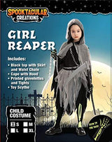 Grim Reaper Girl Costume Glow in the dark for Halloween (X-Large( 12 - 14 yr )) - Glow-Paradise