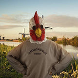 Molezu Rooster Mask,Halloween Novelty Costume Party Latex Animal head Mask Chicken Cock Cosplay Props,White (White) - Glow-Paradise