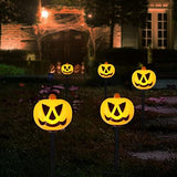 Halloween Pumpkin Stake Lights Set of 5, Solar Lighted 3D Pumpkins Outdoor Waterproof for Garden, Pathway and Yard Decoration - Glow-Paradise