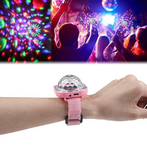Disco Light, Star Projector Light, Party Ball Lights, Disco Watch for Kids, Mini LED Night Light with Color Changing (Pink) - Glow-Paradise