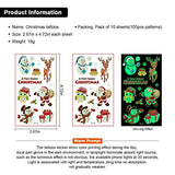 Christmas Temporary Tattoos for Kids - 105pcs Styles Waterproof Mixed Style Cartoon Fake Tattoo, Glow in The Dark Tattoos for Boys Girls Christmas Decorations (10Sheets) - Glow-Paradise
