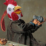 Molezu Rooster Mask,Halloween Novelty Costume Party Latex Animal head Mask Chicken Cock Cosplay Props,White (A) (C) - Glow-Paradise