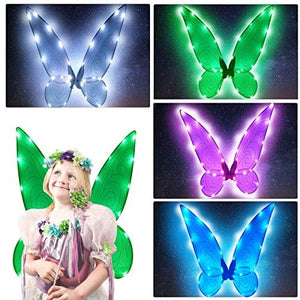 Fairy Wings for Girls Adults Light Up Butterfly Wings Sparkly LED Fairy Wings for Kids Women Halloween Costume Angel Cosplay Birthday,23.6 x 18.9 Inch - Glow-Paradise