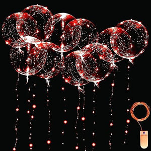 LED Balloons 10 Packs, Light Up Bobo Clear Baloons 20 Inches for Stuffing,Helium Tank for Balloons at Home, 15 pcs, Glow Bubble Ballons with String Lights for Christmas Wedding Birthday Valentines Day Halloween Party Decoration (Warm white (battery includ - Glow-Paradise