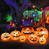 Outdoor Halloween Decorations Inflatables Yard Blow Up Decor Lawn Light Up Happy Pumpkin Family LED Light Up 9 feet x 4.5 feet by HappyThings! - Glow-Paradise