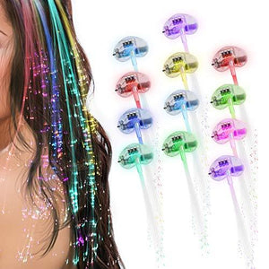 Topist LED Lights Hair, 12 Light-Up Fiber Optic LED Hair Barrettes Party Favors for Party, Bar Dancing Hairpin, Hair Clip, Multicolor Flash Barrettes Clip Braid, 12 Pack - Glow-Paradise