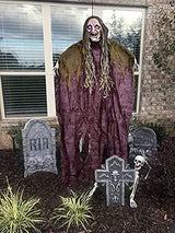 FUN LITTLE TOYS 65" Witch Halloween Decorations Hanging Witch with Light-up Eyes and Spooky Sound, Indoor Outdoor Halloween Decorations - Glow-Paradise