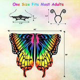 Butterfly Wings Costume Adult Women - Halloween Cape with Antenna Headband and Lace Mask - Glow-Paradise