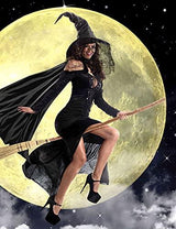 HOMELEX Black Adult Witch Hat Cape Full Length Witches Hat Robe Halloween Cloak - Glow-Paradise