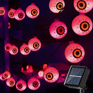 Xingpold Solar Halloween Decorations Red Eyeball String Lights Outdoor, 30 LED 21 FT Waterproof Halloween Lights for Halloween Parties, Home, Holiday, Window, Christmas, Halloween Gifts, Garden, Red - Glow-Paradise